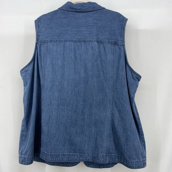 CJ Banks Size 3X Denim Vest Multicolor Button Embellished Stitching Button Down - Picture 6 of 6